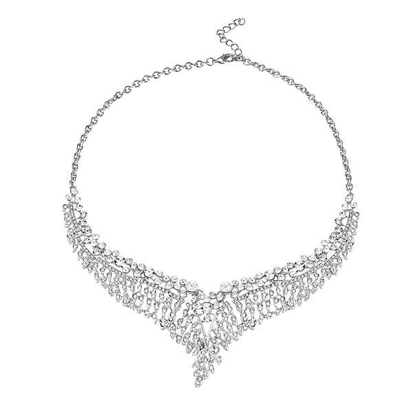 Shop Lc Austrian Crystal Earrings And Bib Necklace In Silvertone 20-23 Inches