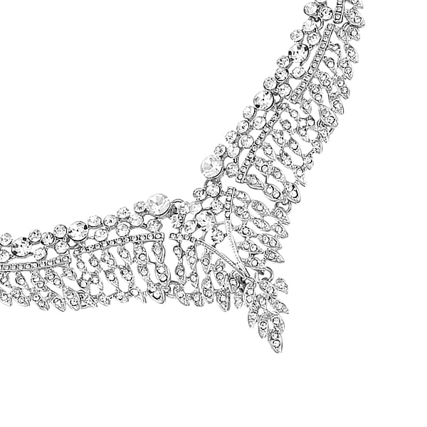 Shop Lc Austrian Crystal Earrings And Bib Necklace In Silvertone 20-23 Inches