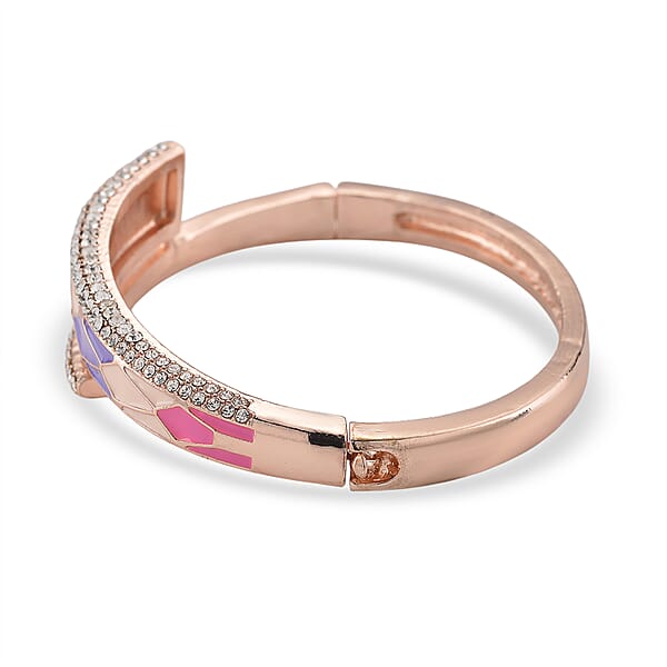 Shop Lc Austrian Crystal Enameled Bangle Bracelet In Rosetone (7.50 In)