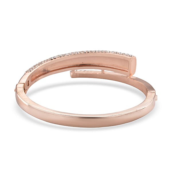 Shop Lc Austrian Crystal Enameled Bangle Bracelet In Rosetone (7.50 In)