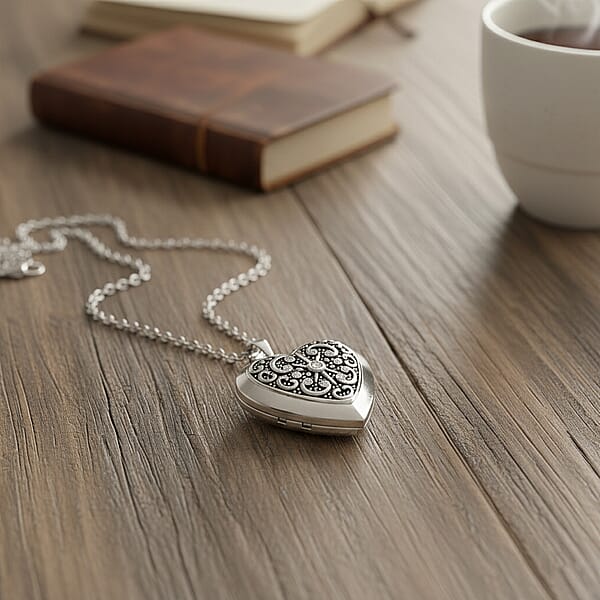 Shop Lc Austrian Crystal Heart Locket Pendant Necklace In Stainless Steel 20-22 Inches