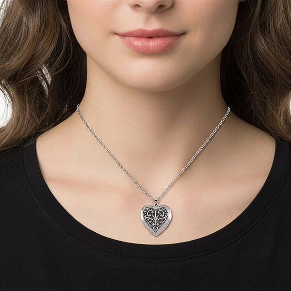 Shop Lc Austrian Crystal Heart Locket Pendant Necklace In Stainless Steel 20-22 Inches