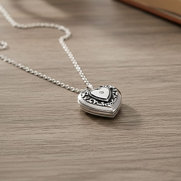 Shop Lc Austrian Crystal Heart Shaped Pendant Necklace In Stainless Steel 20-22 Inches