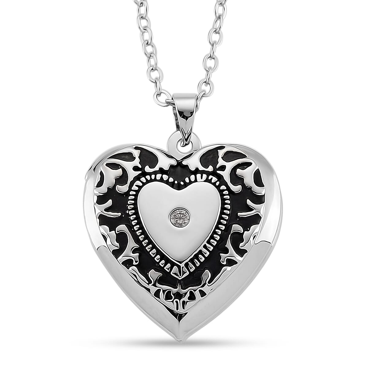 shop lc Austrian Crystal Heart Shaped Pendant Necklace in Stainless Steel 20-22 Inches