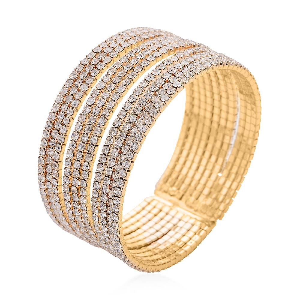shop lc Austrian Crystal Layered Look Cuff Bracelet in Goldtone (6.50-7In)