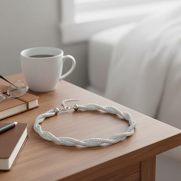 Shop Lc Austrian Crystal Twisted Rope Necklace In Silvertone 20-22 Inches