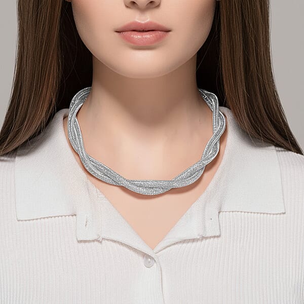 Shop Lc Austrian Crystal Twisted Rope Necklace In Silvertone 20-22 Inches
