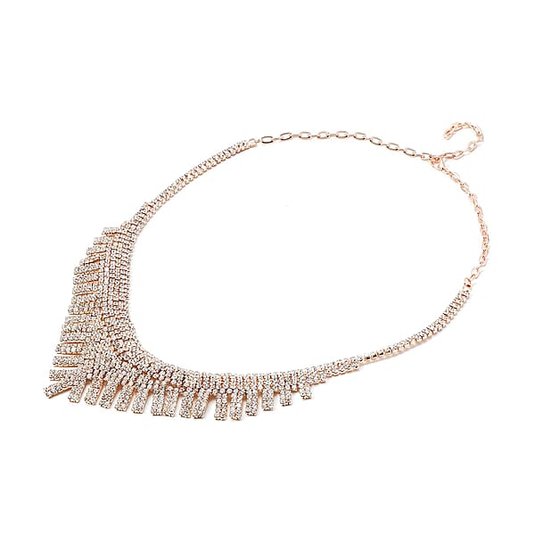 Shop Lc Austrian Crystal Waterfall Necklace In Rosetone 24 Inches