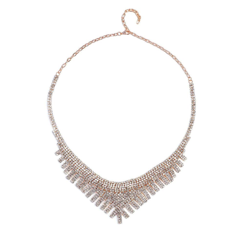 shop lc Austrian Crystal Waterfall Necklace in Rosetone 24 Inches