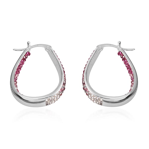 Shop Lc Austrian White Crystal Pink Crystal Earrings In Silvertone Inside Out Hoops For Women