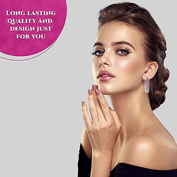 Shop Lc Austrian White Crystal Pink Crystal Earrings In Silvertone Inside Out Hoops For Women