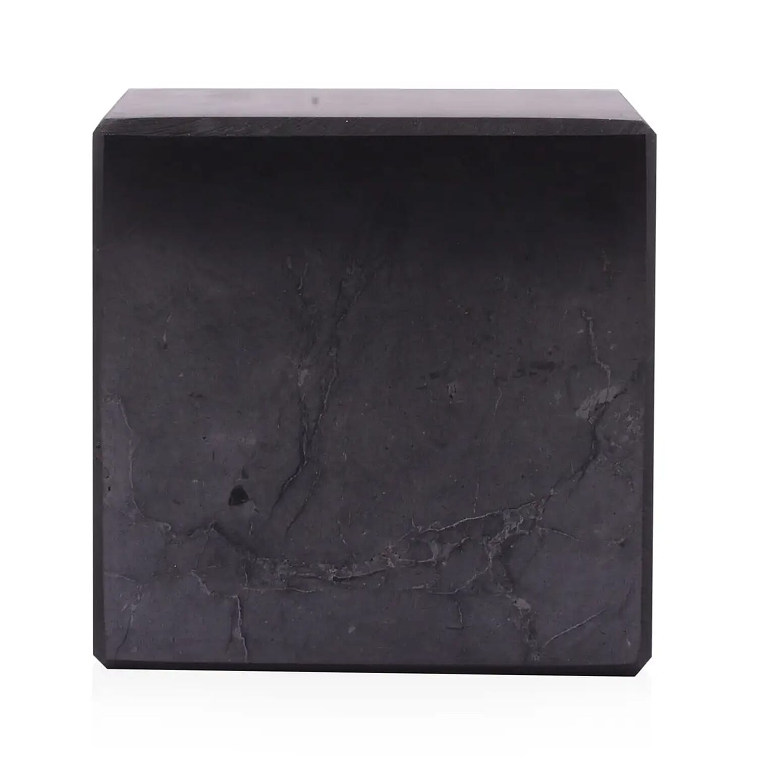 shop lc Authentic Polished Smooth Edge Shungite Cube 5cm Approx. 1870.00 ctw Black Stone Small Decor For Home Office Kitchen Tabletop Desks