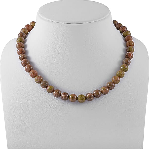 Shop Lc Autumn Jasper 10mm 3.00 Ctw Beaded Jasper Necklace 18 Inches In Sterling Silver