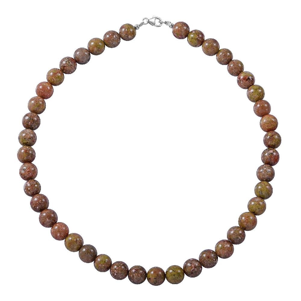 shop lc Autumn Jasper 10mm 3.00 ctw Beaded Jasper Necklace 18 Inches in Sterling Silver