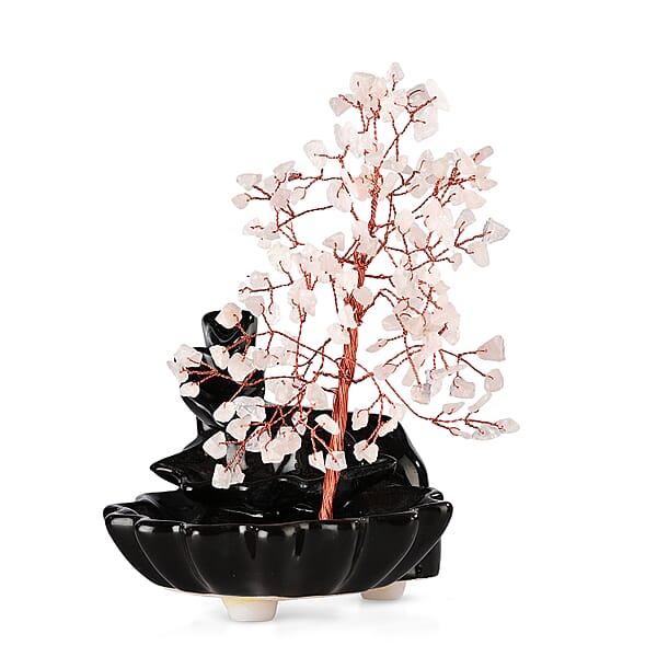 Shop Lc Backflow Incense Burner With Rose Quartz Tree Back Flow Incense Holder With 30 Incense Cones Tree - 150 Beads