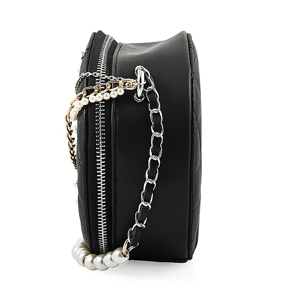 Shop Lc Badgley Mischka Black Quilted Vegan Leather Round Crossbody Bag