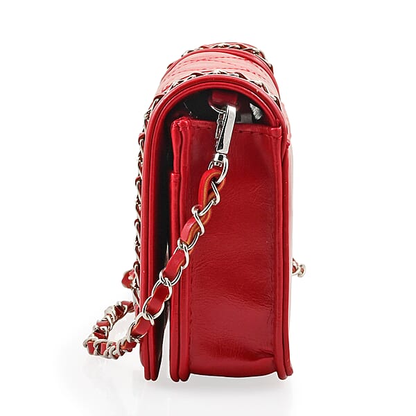 Shop Lc Badgley Mischka Red Quilted Vegan Leather Crossbody Bag