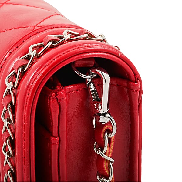 Shop Lc Badgley Mischka Red Quilted Vegan Leather Crossbody Bag