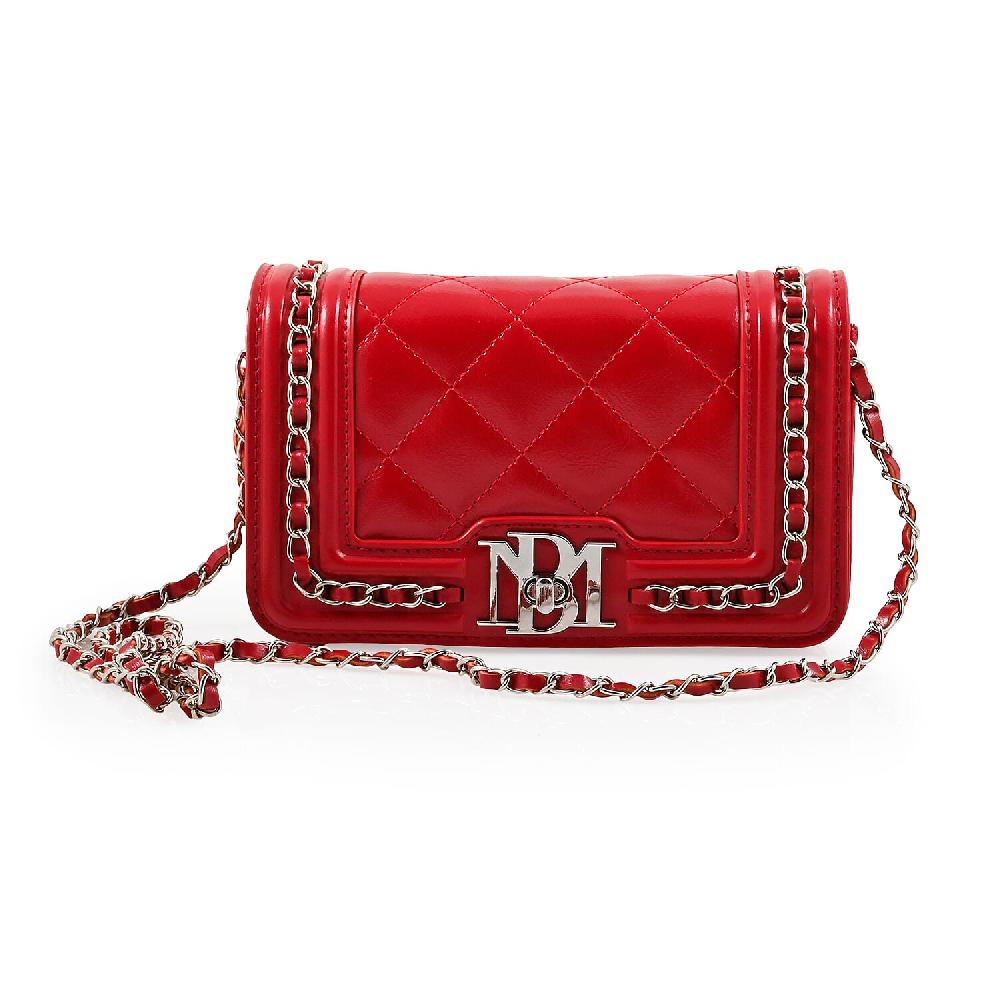 shop lc Badgley Mischka Red Quilted Vegan Leather Crossbody Bag