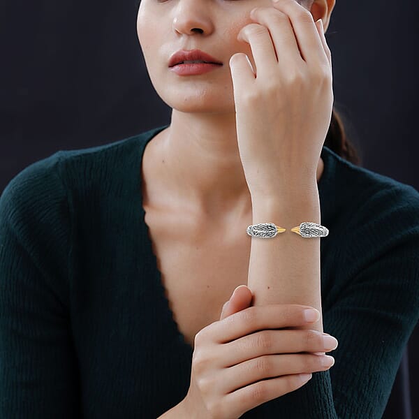 Shop Lc Bali Legacy 22K Vermeil Yellow Gold Over And Sterling Silver Garuda Bangle Bracelet (7.25 In) 32.80 Grams