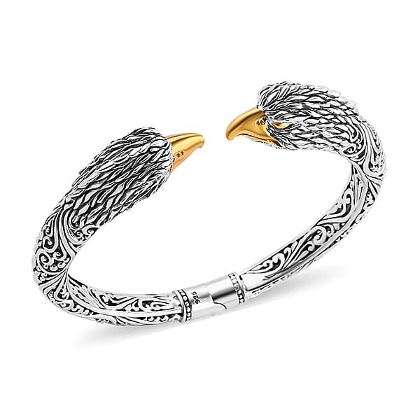 Shop Lc Bali Legacy 22K Vermeil Yellow Gold Over And Sterling Silver Garuda Bangle Bracelet (7.25 In) 32.80 Grams