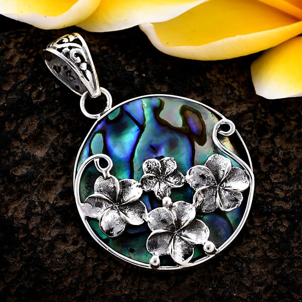 Shop Lc Bali Legacy Abalone Shell Round Pendant Without Chain In Sterling Silver