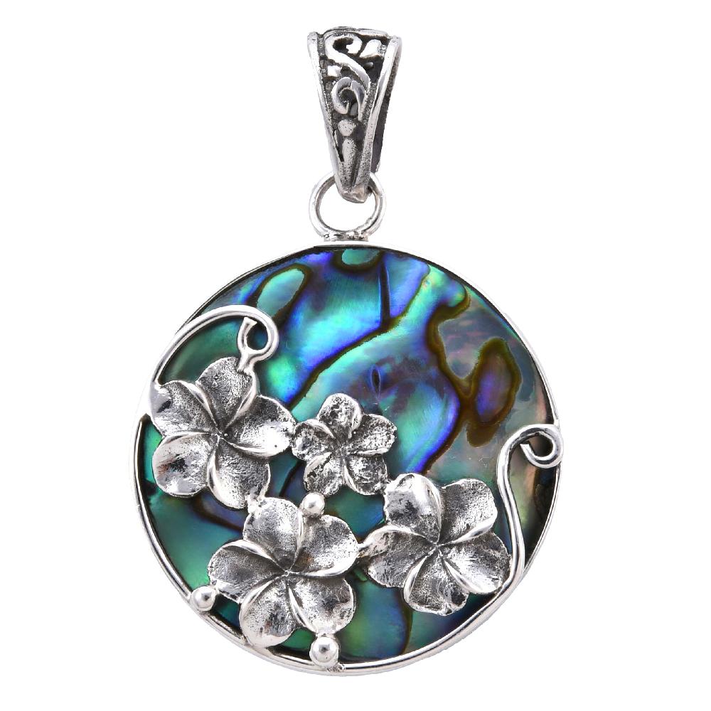 shop lc Bali Legacy Abalone Shell Round Pendant without Chain in Sterling Silver