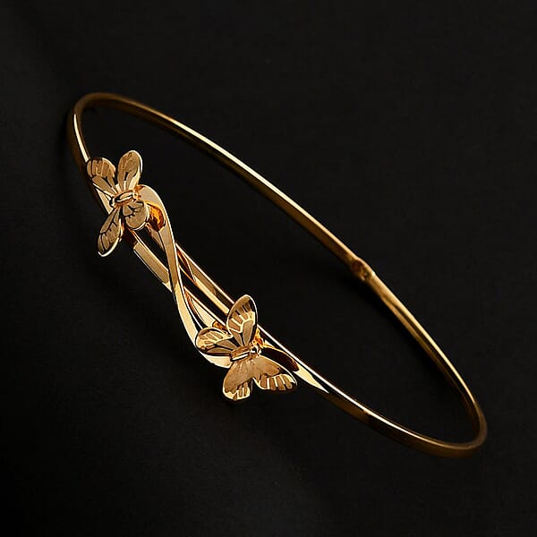 Shop Lc Bali Legacy Butterfly Bangle Bracelet In 10K Yellow Gold 4.10 Grams