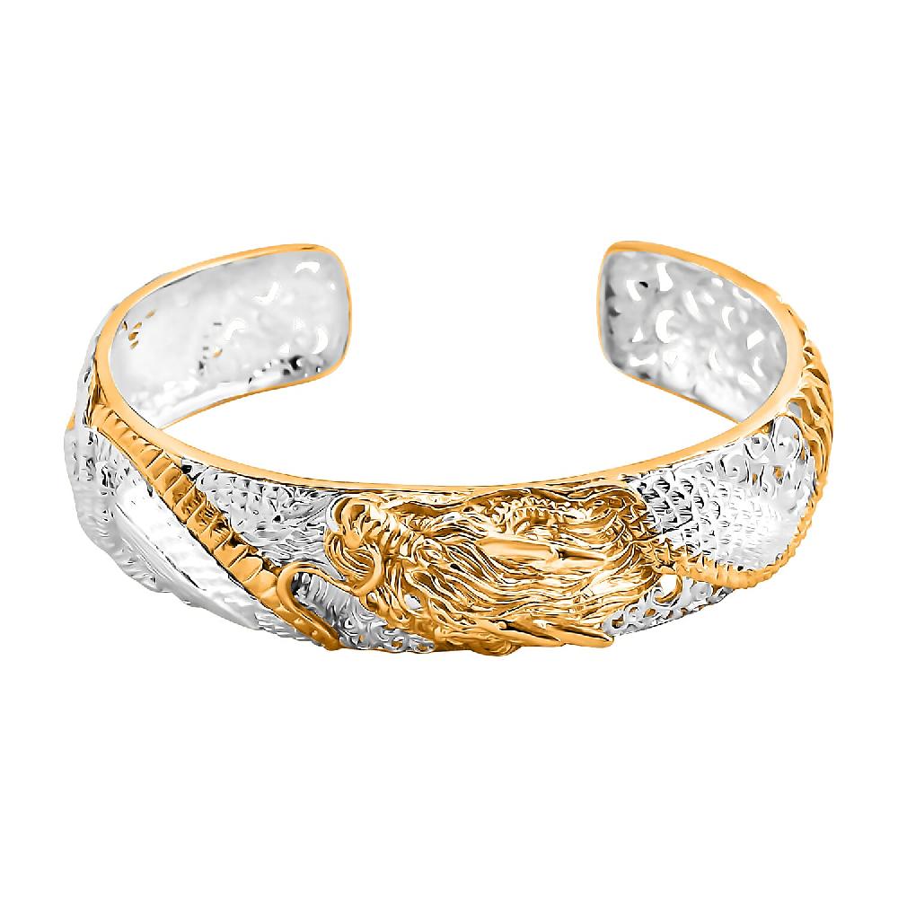 shop lc Bali Legacy Dragon Cuff Bracelet in 22K Vermeil YG Over and Sterling Silver (7.25 In) 35.0 Grams