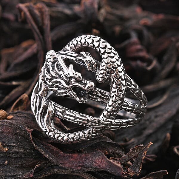 Shop Lc Bali Legacy Dragon Ring In Sterling Silver 6.75 Grams