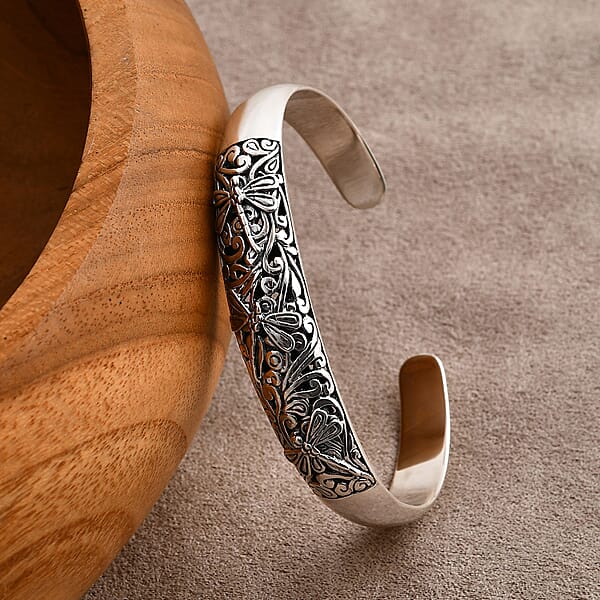 Shop Lc Bali Legacy Dragonfly Cuff Bracelet In Sterling Silver (7.25 In) 30.85 Grams