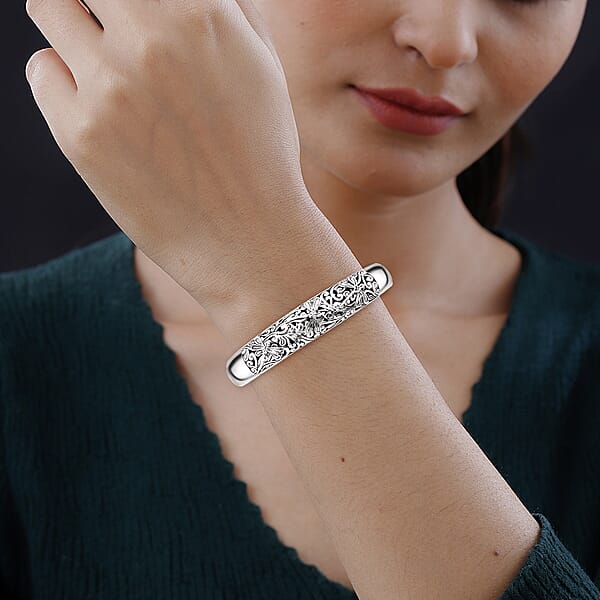 Shop Lc Bali Legacy Dragonfly Cuff Bracelet In Sterling Silver (7.25 In) 30.85 Grams
