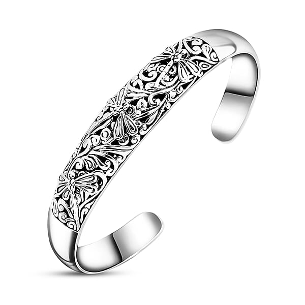 Shop Lc Bali Legacy Dragonfly Cuff Bracelet In Sterling Silver (7.25 In) 30.85 Grams