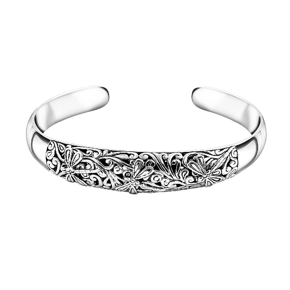 shop lc Bali Legacy Dragonfly Cuff Bracelet in Sterling Silver (7.25 In) 30.85 Grams