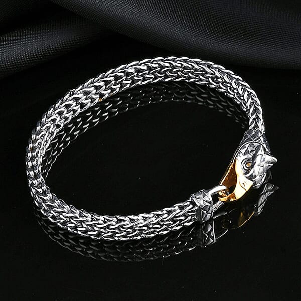 Shop Lc Bali Legacy Eagle Bracelet In 22K Vermeil YG Over And Sterling Silver (7.25 In) 39.50 Grams