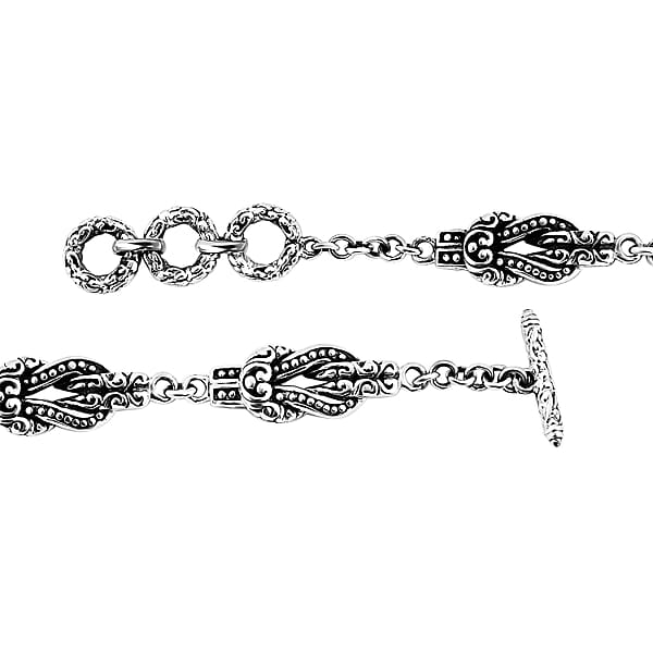 Shop Lc Bali Legacy Filigree With Rawa Texture Chain Knot Bracelet In Sterling Silver (6.50-8.0In) 17.75 Grams