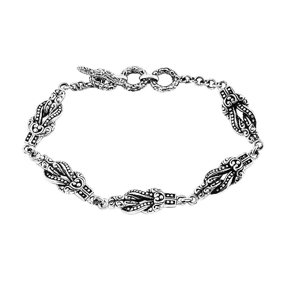 shop lc Bali Legacy Filigree with Rawa Texture Chain Knot Bracelet in Sterling Silver (6.50-8.0In) 17.75 Grams