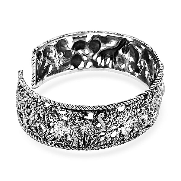 Shop Lc Bali Legacy Jungle Safari Cuff Bracelet In Sterling Silver (7.25 In) 32.15 Grams