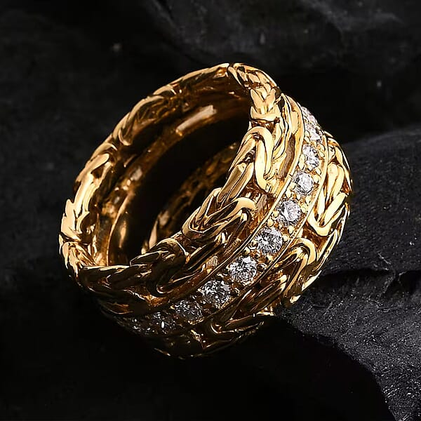 Shop Lc Bali Legacy Luxuriant Lab Grown Diamond Byzantine Ring In 22K Vermeil YG Over Sterling Silver 1.00 Ctw