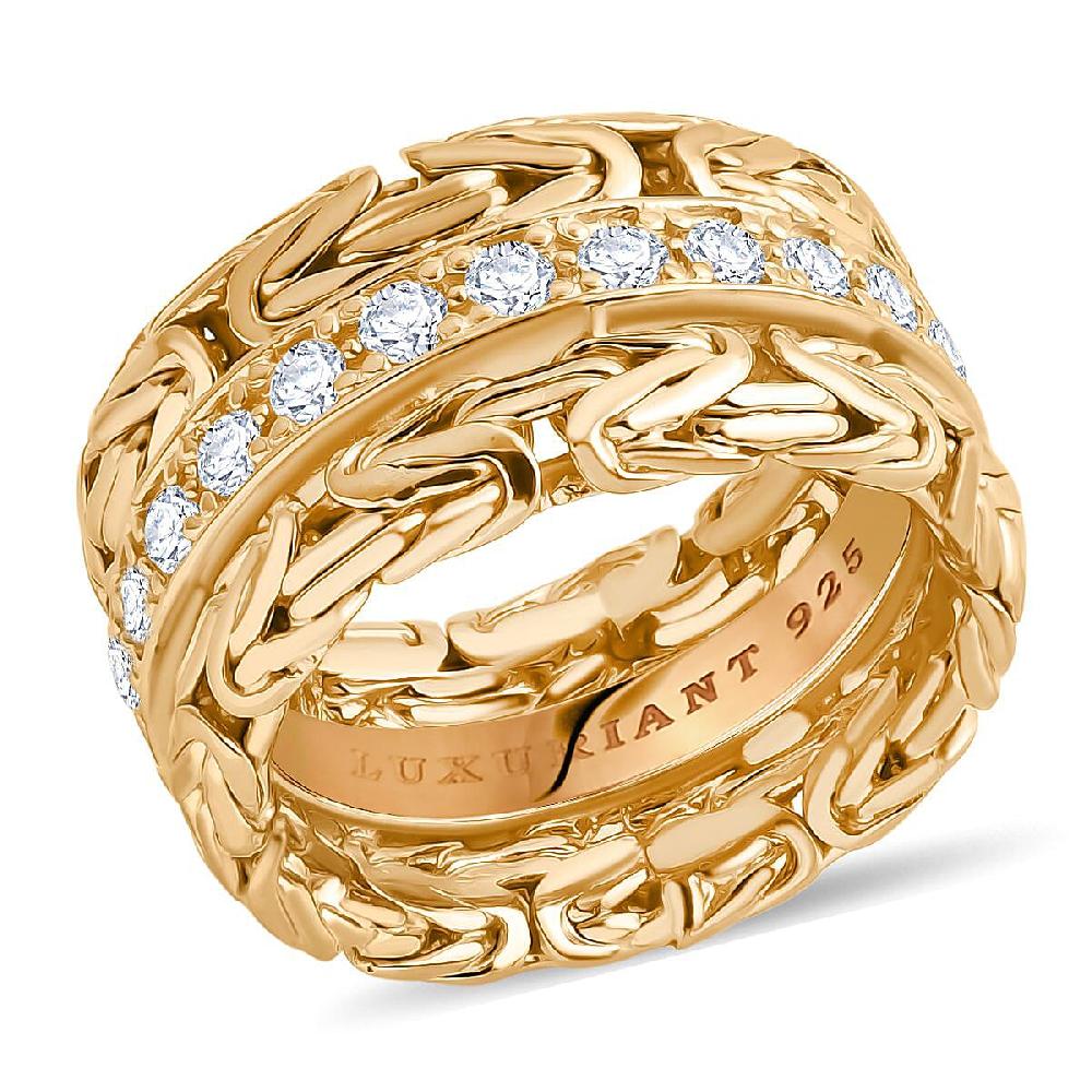 shop lc Bali Legacy Luxuriant Lab Grown Diamond Byzantine Ring in 22K Vermeil YG Over Sterling Silver 1.00 ctw