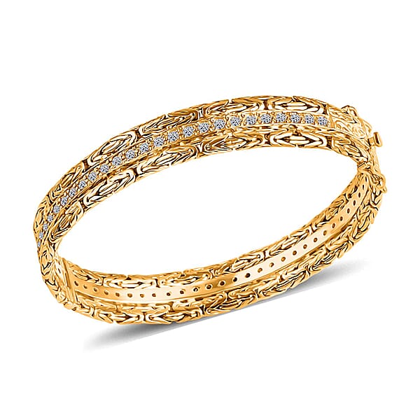 Shop Lc Bali Legacy Luxuriant Lab Grown Diamond G-H SI 2.50 Ctw Byzantine Bangle Bracelet In 22K Vermeil Yellow Gold Over Sterling Silver (7.25 In)