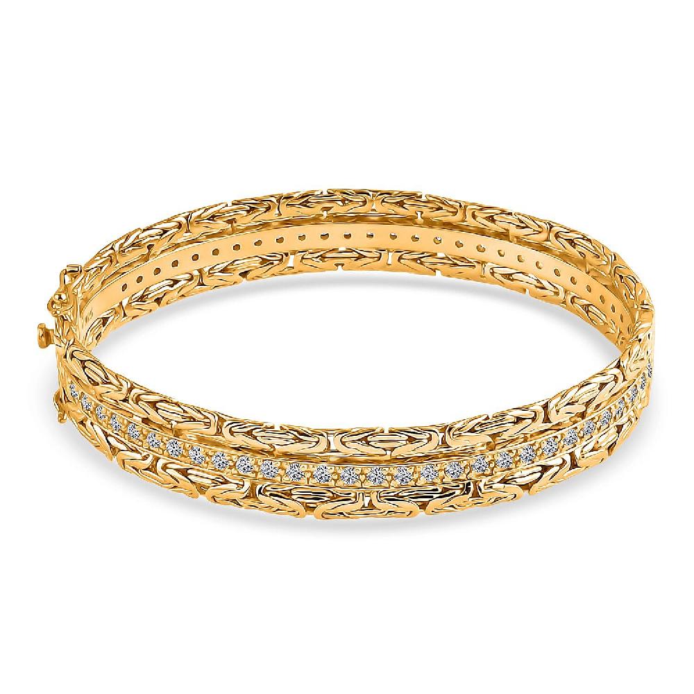 shop lc Bali Legacy Luxuriant Lab Grown Diamond G-H SI 2.50 ctw Byzantine Bangle Bracelet in 22K Vermeil Yellow Gold Over Sterling Silver (7.25 In)