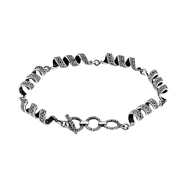 Shop Lc Bali Legacy Milky Way Borobudur Chain Bracelet In Sterling Silver (6.50-8.0In) 15.30 Grams