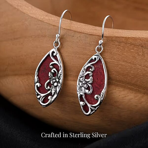 Shop Lc Bali Legacy Sponge Coral Dangle Drop Earrings In Sterling Silver Carved Flower Earrings Silver Jewelry For Women