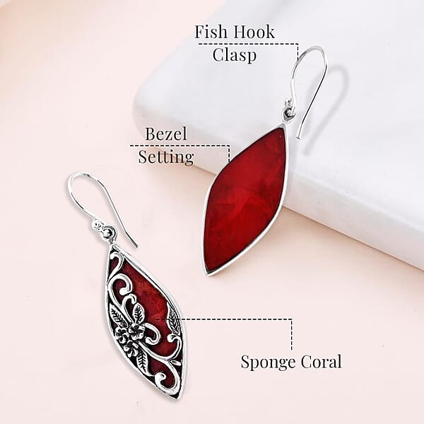 Shop Lc Bali Legacy Sponge Coral Dangle Drop Earrings In Sterling Silver Carved Flower Earrings Silver Jewelry For Women