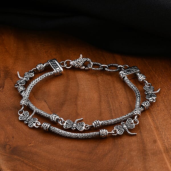 Shop Lc Bali Legacy Sterling Silver Dragonfly Bracelet (8.00 In) 20.90 Grams