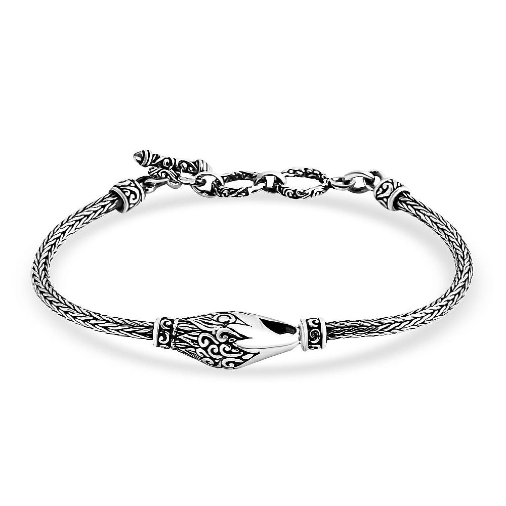 shop lc Bali Legacy Sterling Silver Eagle Face Bracelet (7.25 In) 10.47 Grams