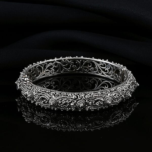 Shop Lc Bali Legacy Sterling Silver Filigree Bangle Bracelet (6.50 In) 35.61 Grams