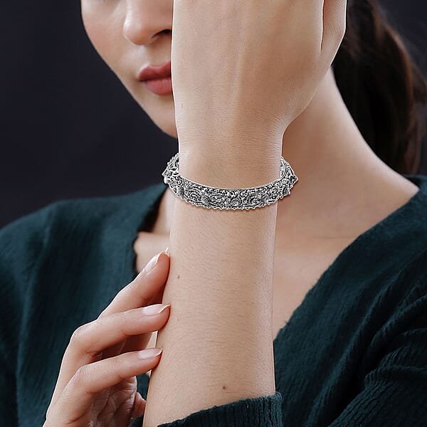 Shop Lc Bali Legacy Sterling Silver Filigree Bangle Bracelet (6.50 In) 35.61 Grams