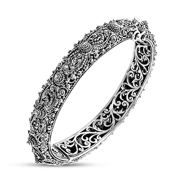 Shop Lc Bali Legacy Sterling Silver Filigree Bangle Bracelet (6.50 In) 35.61 Grams